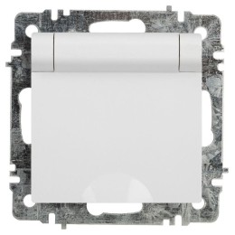 Розетка 1-м СП Accent 6-203-01 16А IP20 250В 2P+E Schuko с крышкой AL/CU бел. Intro Б0063709