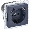 Розетка BRITE РЮш10-1-БрМ 16А с USB A+A 2.1А с заземл. защ. шторки механизм маренго IEK BR-R14-16-U2