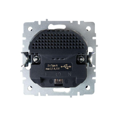 Розетка BRITE РЮш10-1-БрМ 16А с USB A+A 2.1А с заземл. защ. шторки механизм маренго IEK BR-R14-16-U2