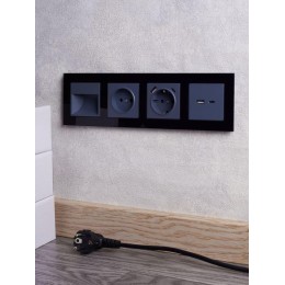 Розетка BRITE РЮш11-1-БрМ 16А с USB A+C 18Вт с заземл. защ. шторки механизм маренго IEK BR-R14-16-U2