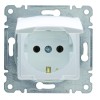Розетка СП Lillium 10А с заземл. с крышкой с панелью механизм бел. Makel 30001029