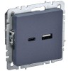 Розетка BRITE USB A+C 18Вт РЮ11-1-БрМ механизм маренго IEK BR-U22-018-K35