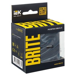 Розетка BRITE USB A+C 18Вт РЮ11-1-БрМ механизм маренго IEK BR-U22-018-K35