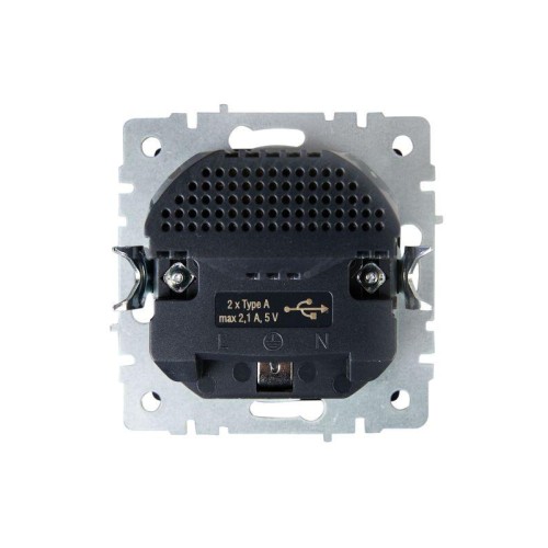 Розетка BRITE РЮш10-1-БрТБ 16А с USB A+A 2.1А с заземл. защ. шторки темн. механизм бронза IEK BR-R14