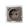 Розетка BRITE РЮш11-1-БрТБ 16А с USB A+C 18Вт с заземл. защ. шторки темн. механизм бронза IEK BR-R14