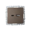 Розетка BRITE USB A+C 18Вт РЮ11-1-БрТБ механизм бронза IEK BR-U22-018-K45