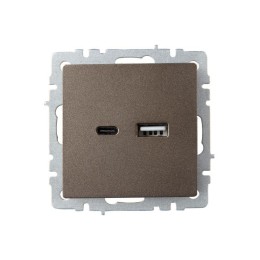 Розетка BRITE USB A+C 18Вт РЮ11-1-БрТБ механизм бронза IEK BR-U22-018-K45