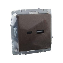 Розетка BRITE USB A+C 18Вт РЮ11-1-БрТБ механизм бронза IEK BR-U22-018-K45