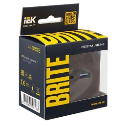 Розетка BRITE USB A+C 18Вт РЮ11-1-БрТБ механизм бронза IEK BR-U22-018-K45