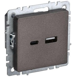 Розетка BRITE USB A+C 18Вт РЮ11-1-БрТБ механизм бронза IEK BR-U22-018-K45