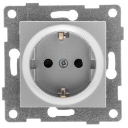 Механизмм розетки 1-м СП Ugra 16А IP20 с заземл. серебр. GUSI С11Р3-004