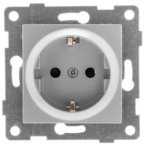 Механизмм розетки 1-м СП Ugra 16А IP20 с заземл. серебр. GUSI С11Р3-004