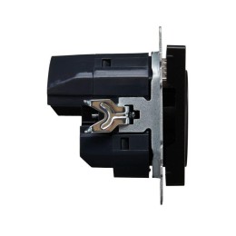 Розетка BRITE РЮш10-1-БрЧ 16А с USB A+A 2.1А с заземл. защ. шторки механизм черн. IEK BR-R14-16-U21-