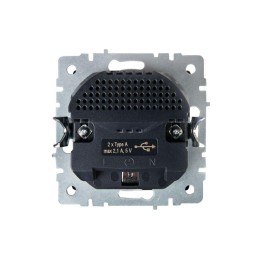 Розетка BRITE РЮш10-1-БрЧ 16А с USB A+A 2.1А с заземл. защ. шторки механизм черн. IEK BR-R14-16-U21-