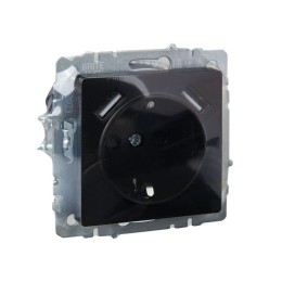 Розетка BRITE РЮш10-1-БрЧ 16А с USB A+A 2.1А с заземл. защ. шторки механизм черн. IEK BR-R14-16-U21-