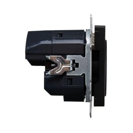 Розетка BRITE РЮш10-2-БрЧ 16А с USB A+A 3.1А с заземл. защ. шторки механизм черн. IEK BR-R14-16-U21-