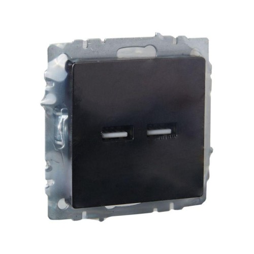 Розетка BRITE USB A+A 3.1А РЮ10-1-БрЧ механизм черн. IEK BR-U21-D31-K02