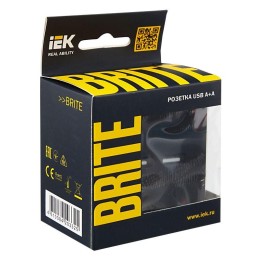 Розетка BRITE USB A+A 3.1А РЮ10-1-БрЧ механизм черн. IEK BR-U21-D31-K02
