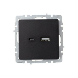 Розетка BRITE USB A+C 18Вт РЮ11-1-БрЧ механизм черн. IEK BR-U22-018-K02