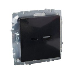 Розетка BRITE USB A+C 18Вт РЮ11-1-БрЧ механизм черн. IEK BR-U22-018-K02