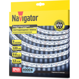 Лента светодиодная 71 765 NLS-3528CW120-9.6-IP65-12V R5 9.6Вт/м (уп.5м) Navigator 71765