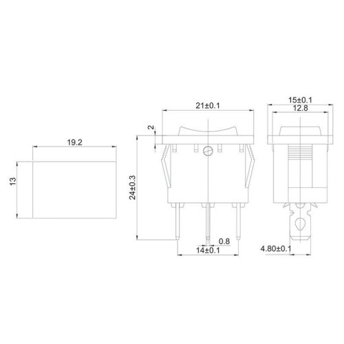 Выключатель клавишный 250В 6А (3с) ON-OFF-ON красн. с нейтралью Mini (RWB-205; SC-768) REXANT 36-214