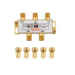 Делитель ТВ "краб" x4+5шт F "BOX" 5-1000 МГц "GOLD" Rexant 05-6103-1