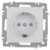 Розетка 1-м СП Accent 6-206-01 16А IP20 250В 2P+E Schuko защ. шторки AL/CU бел. Intro Б0063506