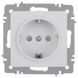 Розетка 1-м СП Accent 6-206-01 16А IP20 250В 2P+E Schuko защ. шторки AL/CU бел. Intro Б0063506