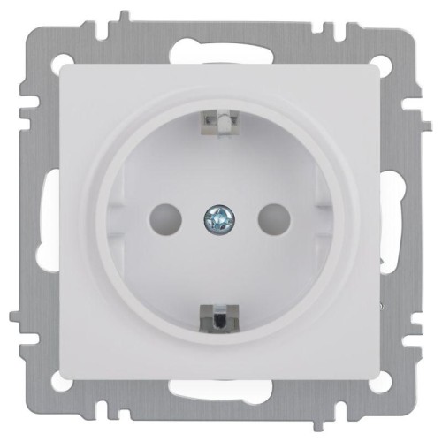 Розетка 1-м СП Accent 6-206-01 16А IP20 250В 2P+E Schuko защ. шторки AL/CU бел. Intro Б0063506