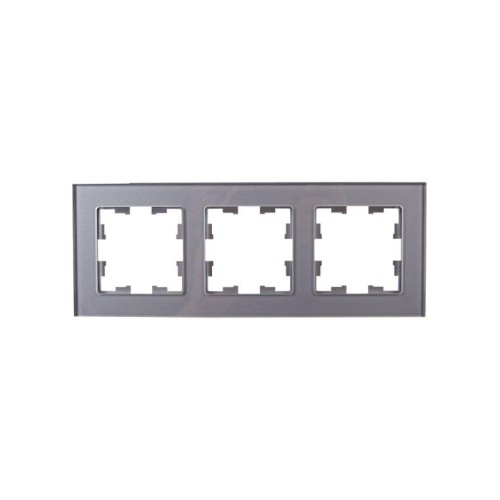 Рамка 3-м BRITE РУ-3-2-БрСе стекло сер. IEK BR-M32-G-K03