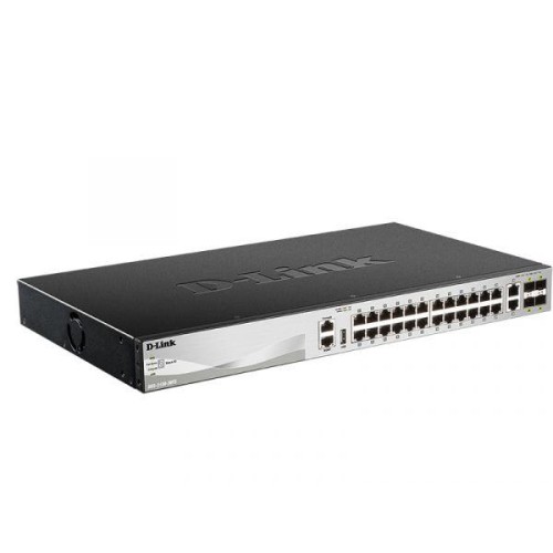 Коммутатор управляемый стекируемый L3 DGS-3130-30TS/B1A с 24 портами 10/100/1000Base-T 2 портами 10G