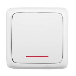 Выключатель 1-кл. ОП Альфа 16А IP20 250В с индикацией с изолир. пластиной бел. HEGEL ВА16-114