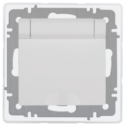 Розетка 1-м СП Accent 6-209-01 16А IP44 250В 2P+E Schuko с крышкой защ. штор. AL/CU бел. Intro Б0063