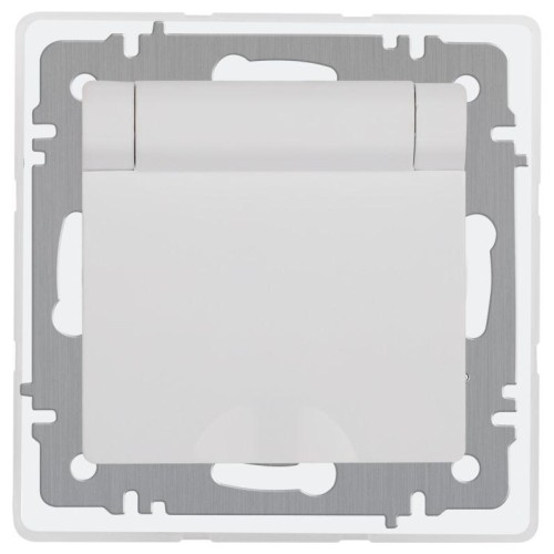 Розетка 1-м СП Accent 6-209-01 16А IP44 250В 2P+E Schuko с крышкой защ. штор. AL/CU бел. Intro Б0063