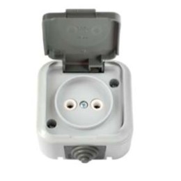 Розетка 1-м ОП IP54 с крышкой сер. Bylectrica РА16-296(03)