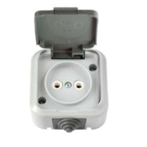 Розетка 1-м ОП IP54 с крышкой сер. Bylectrica РА16-296(03)