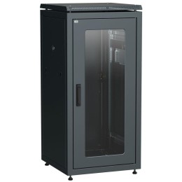 Шкаф сетевой 19дюйм LINEA N 28U 600х600мм стеклянная передняя дверь задняя металлическая черн. ITK L