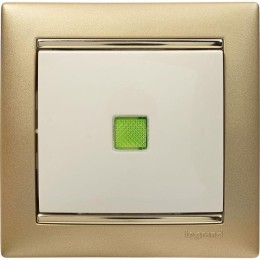 Выключатель 1-кл. СП Valena 10А IP31 250В с зел. индикацией механизм сл. кость Leg 774310