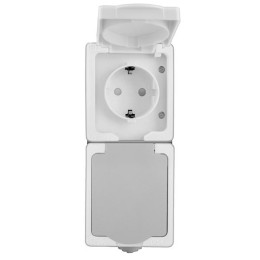 Розетка 2-м Аллегро верт. с заземл. защ. шторки с крышкой IP54 сер. UNIVersal 1275