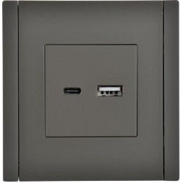 Розетка FORTE&PIANO USB A+C 18Вт FP351 сер. IEK FP-U22-018-K03