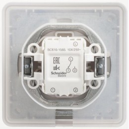 Переключатель проходной 1-кл. СП W59 Aqua 10А IP44 10AX в сборе бел. SE VS610-156B-18