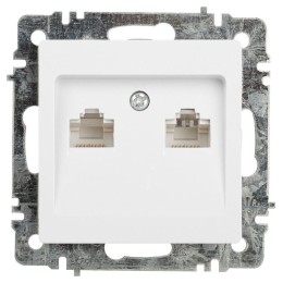 Розетка компьютерная 1-м СП Accent 6-304-01 2xRJ45 IP20 бел. Intro Б0063646