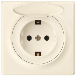 Розетка 1-м СП Florence 16А IP20 с заземл. с крышкой винтов. клеммы механизм беж. (1E10501301) OneKe