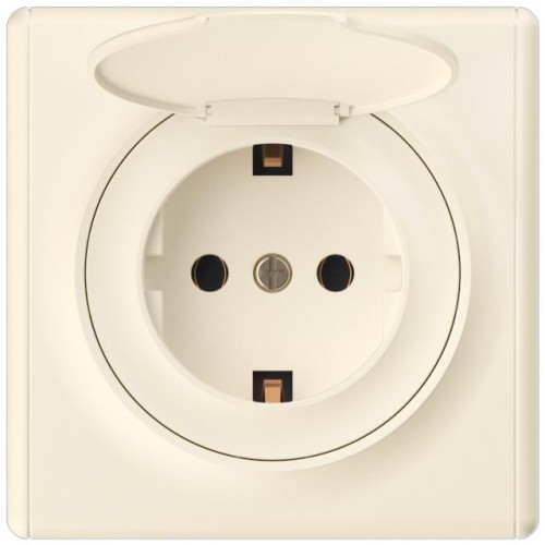 Розетка 1-м СП Florence 16А IP20 с заземл. с крышкой винтов. клеммы механизм беж. (1E10501301) OneKe
