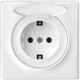 Розетка 1-м СП Florence 16А IP20 с заземл. с крышкой винтов. клеммы механизм бел. (1E10501300) OneKe
