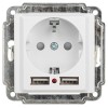 Розетка 1-м СП Accent 6-410-01 16А IP20 250В P+E Schuko защ. шторки + 2хUSB бел. Intro Б0063689