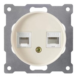 Розетка компьютерная + телефонная 2-м СП Florence RJ45 + RJ11 кат.5E механизм беж. (1E20801301) OneK