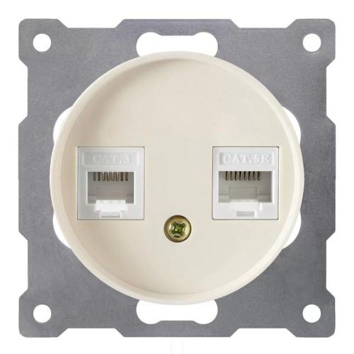 Розетка компьютерная + телефонная 2-м СП Florence RJ45 + RJ11 кат.5E механизм беж. (1E20801301) OneK