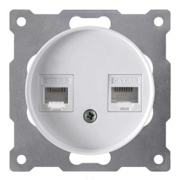 Розетка компьютерная + телефонная 2-м СП Florence RJ45 + RJ11 кат.5E механизм бел. (1E20801300) OneK